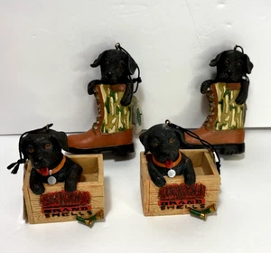 BLACK LAB CUCCIOLO Bass Pro Shop Resina Decorazioni Natalizie (4) Caccia Nuovo con etichette - Foto 1 di 14