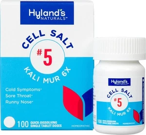 Hyland's No. 5 Cell Salt Kali Mur 6X Tablets, Cold Medicine and Sore Throat... - Picture 1 of 6