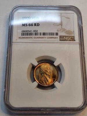 1909 VDB Small Cent Lincoln Wheat Penny NGC MS66 RD Red 1c - Image 1 of 4