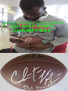 CHRISTINE MICHAEL,SEATTLE SEAHAWKS,SIGNED,AUTOGRAPHED,NFL FOOTBALL,COA,PROOF - Picture 1 of 2