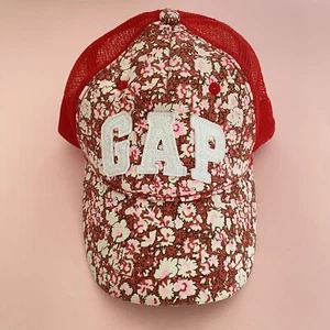 Gap Kids Cap Hat Baseball Girls Floral L/XL Pink Red Snapback Adjustable Trucker - Picture 1 of 7