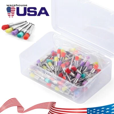 100Pcs Dental Nylon Colorful Bowl Polishing PolisherProphylaxis Brushes Flat - Image 1 of 4