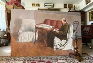 Riesiges "Wladimir Lenin" Sowjetisch Russische Schule Öl Portrait Gemälde Vintage - Bild 1 von 10