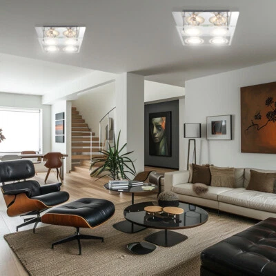 Lampada Da Soffitto Set Di 2 In Vetro LED Argento Per Sala Da Pranzo E Corridoio - Immagine 1 di 4