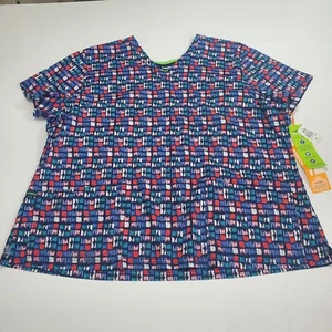 New Landau ProFlex Modern Fit Women's 4XL Multi Colored Scrub Top NWT - Picture 1 of 19