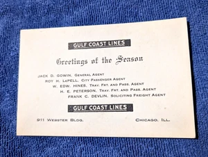 GULF COAST LINES Railroad Agent Vintage GREETINGS OF THE SEASON Card Chicago IL - Picture 1 of 4