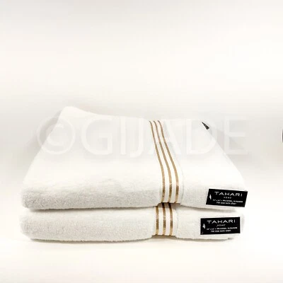 Tahari 700 GSM 34" X 64" Quick Dry  2ps  Bath Sheets Towels  White Quick Dry New - Image 1 of 4