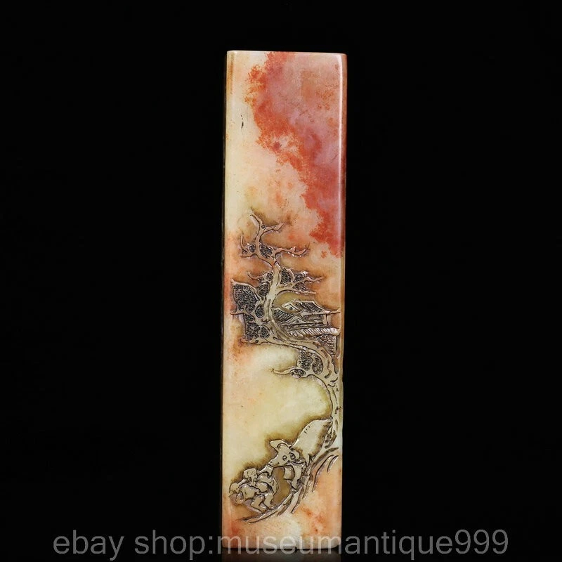 Figura de agua de montaña tallada piedra natural china Shoushan de 5,4" sello Foto 1 de 4