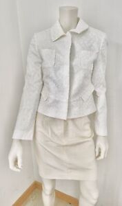 BLUGIRL Blumarine Blazer Jacket Embroidered Short Twill White Daisy Size IT42-S