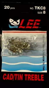 20 Pack~Lee Pro Tackle~TKC8 Cad/Tin Treble Hook Size: 8 NEW! - Picture 1 of 5