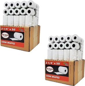 VX520 THERMAL PRINTER 2.25" x 50' CREDIT CARD PAPER CASH REGISTER - 100 ROLLS - Picture 1 of 6