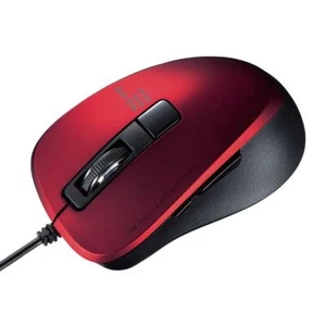 Wired Mouse USB A Connection Quiet Blue LED 5 Button Tongue Small Red - Picture 1 of 8