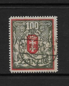 DANZIG SCOTT 95 USED F/VF (A) - 1922 100m MET GREEN & RED ISSUE - COAT OF ARMS - Picture 1 of 2