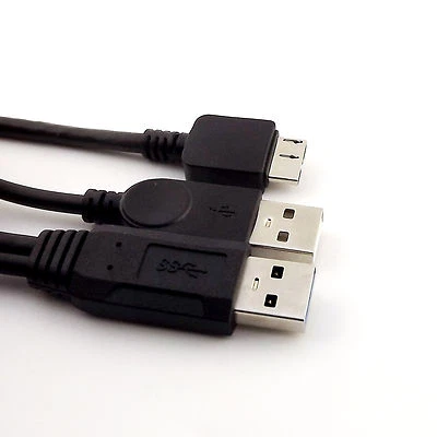 50cm USB 3.0 A Male to Micro B + Power Cable Y Cable for Mobile Hard Drive HDD - Image 1 of 4
