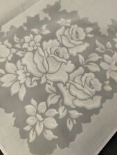 4 Vintage White Cabbage Rose Flowers Cotton Dinner Tea Lace linens Napkins  Set 