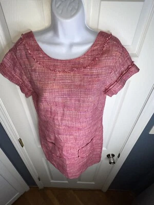 NWOT W By Worth Women’s 2 Pink Linen Tweed Shift Short Sleeve Spring Dress XS - Image 1 of 4