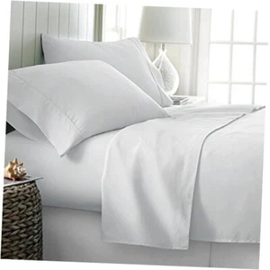 Pure Egyptian Size Cotton Bed Sheets Set (800 Thread Count) Bedding Queen White - Picture 1 of 7