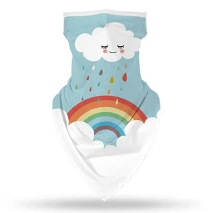 Face Mask Neck Gaiter for Children Rainbow Cloud Theme Breathable Material with - Picture 1 of 3