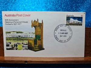 First Day Cover 📮1977 (18c ) Brisb QLD📮 50th Anniversary of Opening Parl.House - Picture 1 of 2