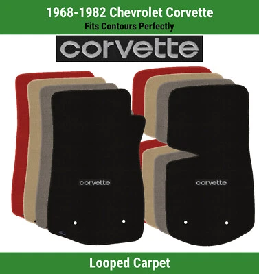 Tapetes carpete dianteiro Lloyd Classic loop para Chevy Corvette 68-82 com logotipo Corvette 1 - Imagem 1 de 4