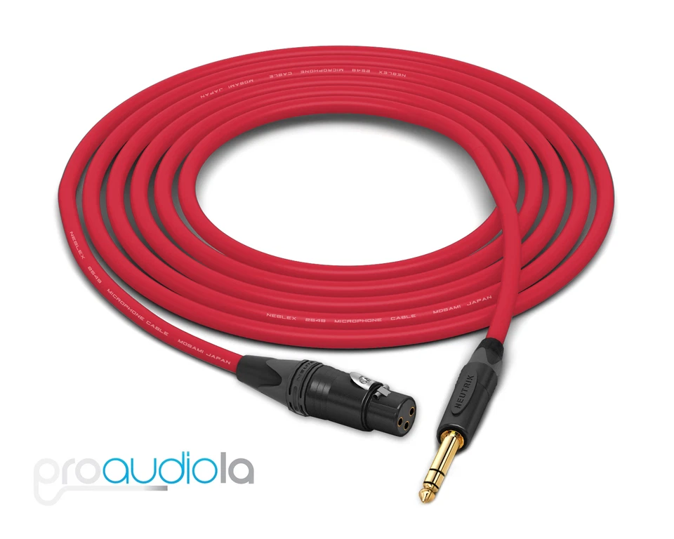 Cable Mogami 2549 | Neutrik Gold XLR-F 1/4" TRS | Rojo 20 pies | 20 pies | 20' Foto 1 de 1