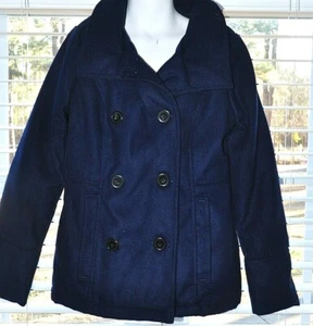  London Fog Girls Classic Navy 2 Pocket Double Breasted Peacoat Jacket Small 7/8 - Picture 1 of 4