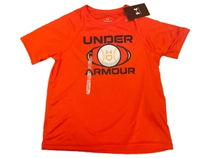 Under Armour Youth XS boy's 5 performance orange logo Dri-fit top shirt baseball - Picture 1 of 3