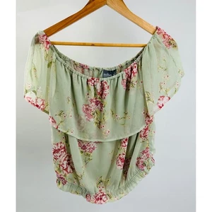 Soho Street Damen Gr. Medium Schulterfrei Blumen Rüschen Lagenlook Bluse Top - Bild 1 von 6