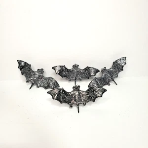 Clip de murciélago negro brillante plateado quiroptera aterradora utilería de Halloween espeluznante decoración de fiesta - Imagen 1 de 8