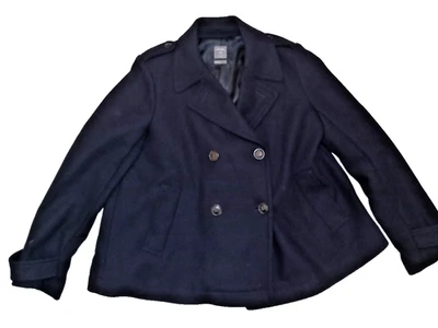 GAP Women’s Navy Blue Wool Blend Pea Coat XL Classic Workwear Winter Jacket - Image 1 of 4