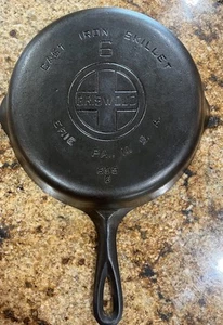 Vintage Griswold #6 Gusseisen Pfanne großer Block Logo 699 B kein Wackeln - Bild 1 von 16