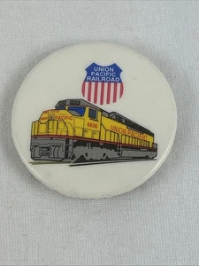 Union Pacific Railroad Pinback Button Train 6936 Yellow 1.5” Vintage Pin - Picture 1 of 3
