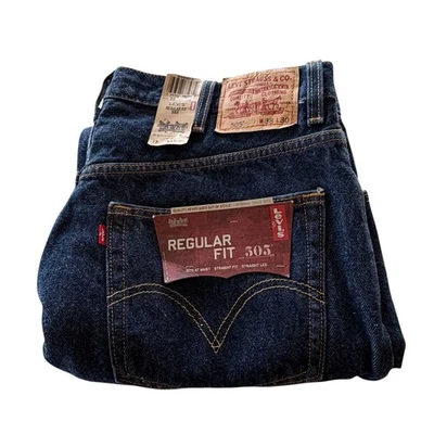Levis 505 Regular Fit Straight Leg Jeans Mens 38x30 Blue Actual 38x29 New - Image 1 of 4