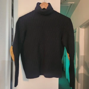 JOS A BANK CASHMERE Wolle Leder Patches Pullover ROLLKRAGEN HERREN XL SCHWARZ - Bild 1 von 3
