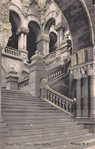 Grand Staircase, State Capital, Albany, NY 1900's unused sepia postcard - Picture 1 of 2