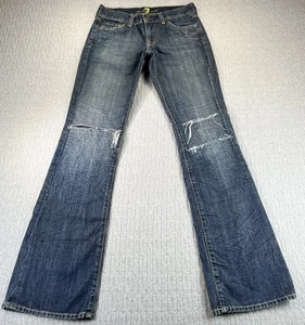 7 for all mankind boot cut Low Rise whiskered Veins Women (25) blue jeans pants - Picture 1 of 16