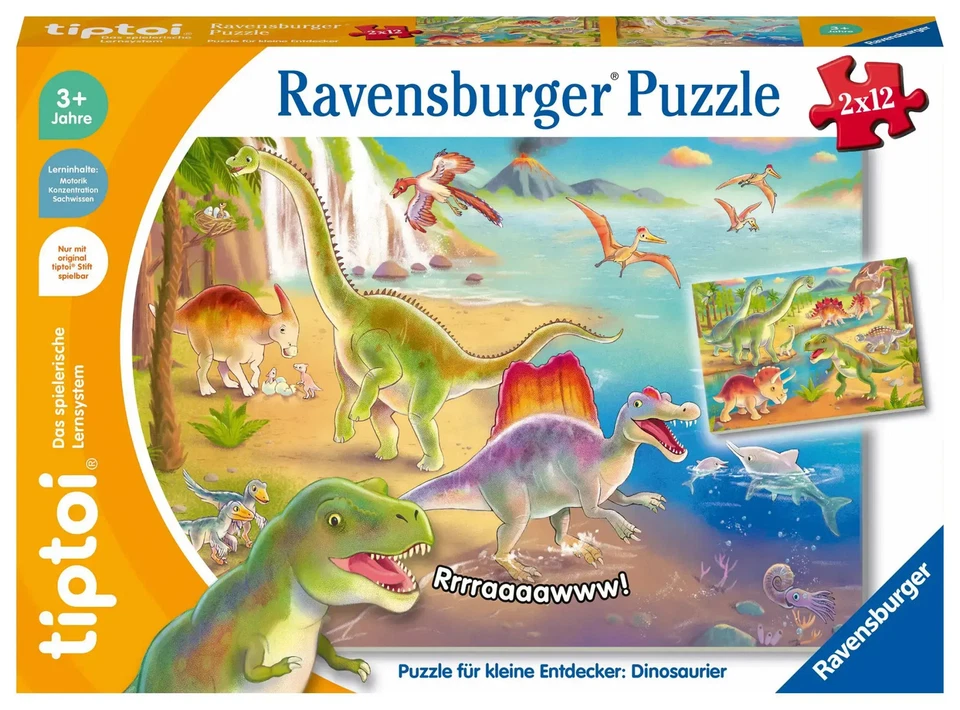 tiptoi® Puzzle für kleine Entdecker: Dinosaurier - 2x12 Teile | Spiel | Deutsch - Bild 1 von 1