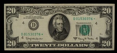 FR 2066-D* $20 1963 A Federal Reserve Note US - Star Note - VF+ - SKU-CA1416 - Image 1 of 2