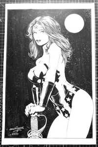 Signiertes Original G.W. Fisher Wonder Woman Inked Commission 11X17 - Bild 1 von 1