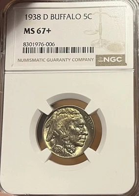 1938-D NGC MS67+ Buffalo Nickel - Image 1 of 4