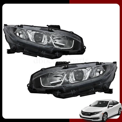 Fit For Honda Civic 2016-2021 Pair Halogen Headlights Headlamps LH&RH W/O Bulbs Foto 1 de 4