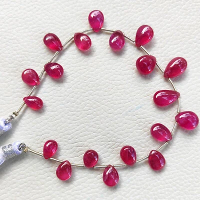 Gema de zafiro natural tamaño 9x6 a 12x7 mm cuentas de pera lisas hilo de 7" Foto 1 de 4