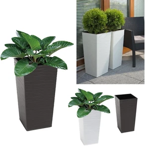 Blumenkübel Eckig Rillen Optik Blumentopf Pflanzkübel SET 2 Farben 5 Größen - Bild 1 von 11