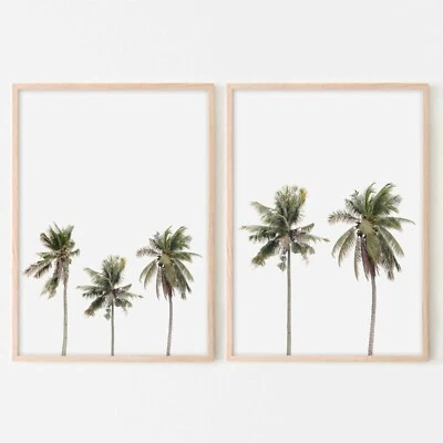 Set Of 2 Palm Trees Family Tropical Plant Art Prints. Great Relaxing Home Decor - Image 1 of 4