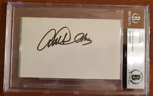 Arthur Ashe Signed 3x5 Index Card Beckett Encapsulated Tennis - Picture 1 of 3