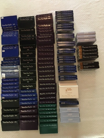 US Mint Proof Sets - Lot Of 110 - Proof Sets 842 Coins Complete With OGP & COA ✗ Cover