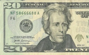 NF58666688A GOOD CONDITION 4 0f  A KIND REPEATER TWENTY DOLLAR NOTE - Picture 1 of 3