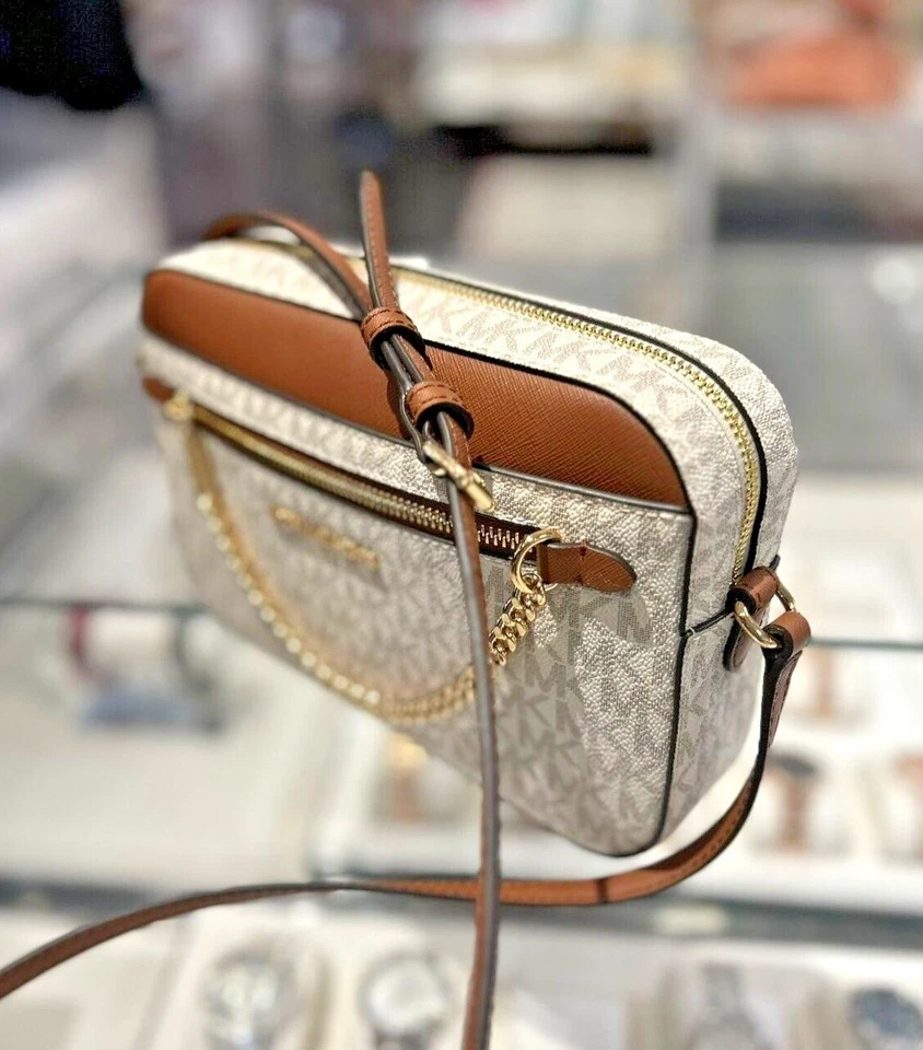 Michael Kors Women Crossbody Chain Bag Handbag Messenger Shoulder Purse Vanilla