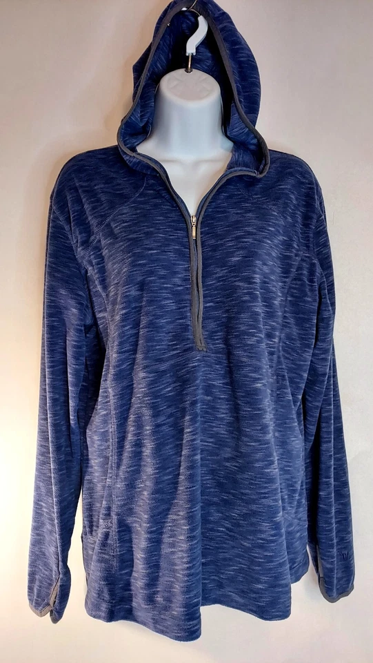 Sudadera con capucha para mujer blanca azul sierra manga larga con agujeros para el pulgar talla grande Foto 1 de 4