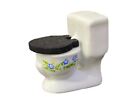 Dollhouse White Toilet with Blue Flowers Miniature Furniture 1:24 Half Inch
